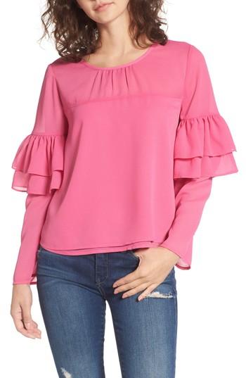 Women's Bp. Double Ruffle Blouse - Pink