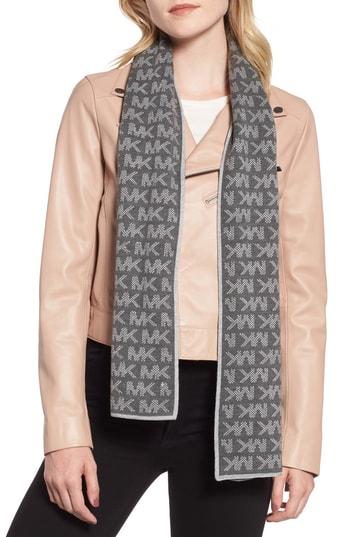 Women's Michael Michael Kors Grid Logo Muffler, Size - Grey
