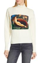Women's Kenzo Painting Panel Cable Knit Wool Blend Sweater - White
