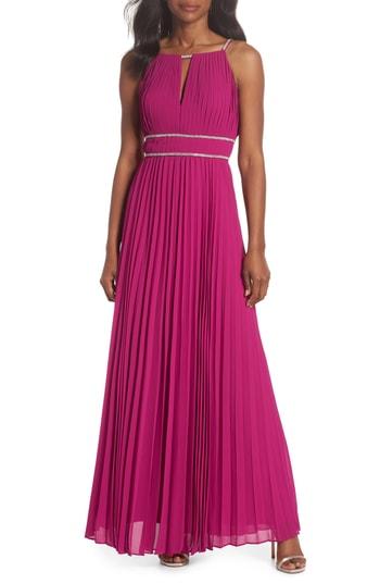 Women's Eliza J Jeweled Strap Pleated Gown - Pink