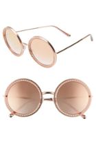 Women's Dolce & Gabbana Sacred Heart 53mm Gradient Round Sunglasses - Gold Pink Gradient Mirror