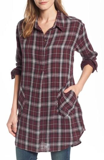 Women's Caslon Plaid Tunic - Burgundy