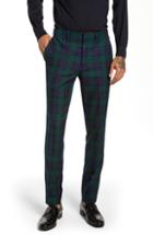 Men's Topman Plaid Slim Fit Suit Pants X 30 - Blue