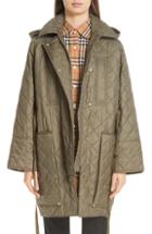 Women's Burberry Coleraine Quilted Drawstring Jacket, Size - Green