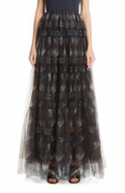 Women's Brunello Cucinelli Floral Print Tulle Maxi Skirt Us / 40 It - Black