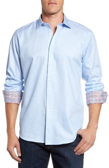 Men's Bugatchi Classic Fit Diamond Print Sport Shirt - Blue