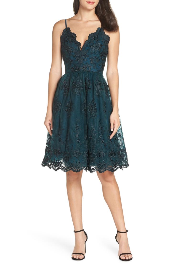 Women's Chi Chi London Embroidered Fit & Flare Party Dress