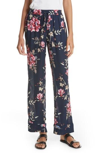 Women's Joie Daltona Floral Silk Pants, Size - Blue