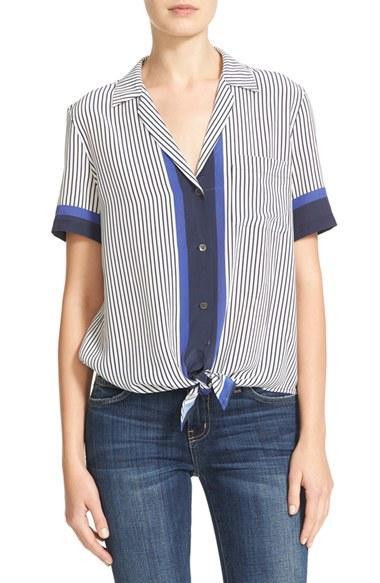Women's Equipment Kiera Tie Front Stripe Silk Shirt