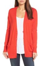 Women's Halogen Relaxed Pocket Cardigan - Red