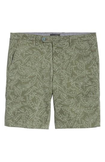 Men's Ted Baker London Leaf Print Shorts R - Green