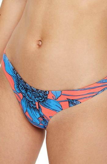 Women's Topshop Floral High Leg Bikini Bottoms Us (fits Like 10-12) - Blue