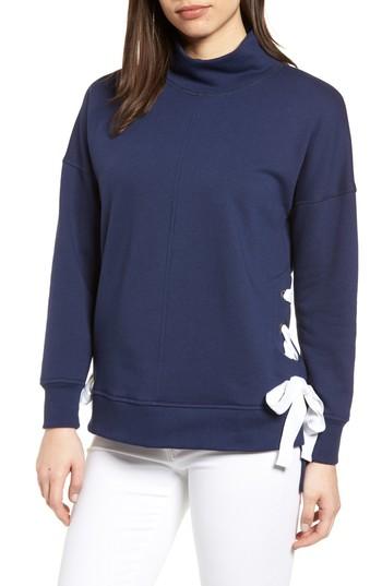 Women's Gibson Side Tie High Neck Sweatshirt - Blue