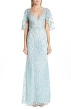 Women's Patbo Flutter Sleeve Beaded Lace Gown Us / 42 Br - Blue
