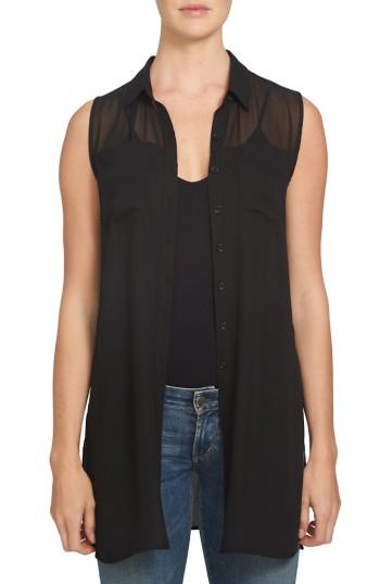 Women's 1.state Sheer Yoke Sleeveless Tunic - Black