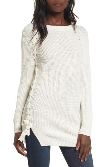 Women's Lost + Wander Reina Lace-up Side Sweater - Ivory