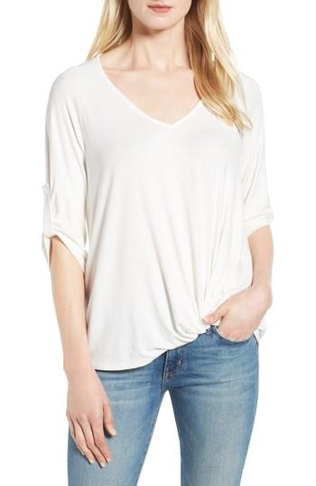 Women's Gibson Tab Sleeve Knot Waist Top - White