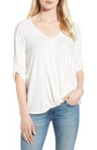 Women's Gibson Tab Sleeve Knot Waist Top - White