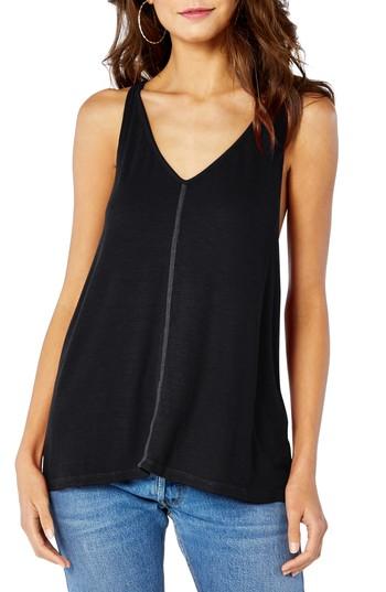 Women's Michael Stars Ribbed Trapeze Tank, Size - Black