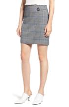 Women's Vince Camuto Plaid Faux Wrap Miniskirt - Black