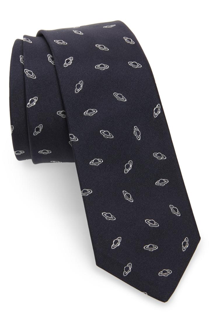 Men's Paul Smith Planet Jacquard Skinny Silk Tie, Size - Blue