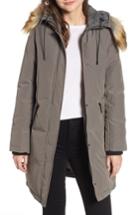 Women's Sam Edelman Faux Fur Trim Down Jacket - Grey
