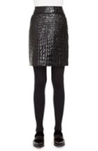 Women's Akris Punto Croc Embossed Faux Patent Leather Skirt - Black