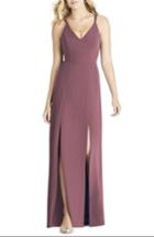 Women's Social Bridesmaids Slit Matte Chiffon Gown - Pink