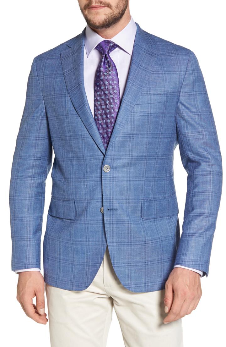 Men's David Donahue Arnold Classic Fit Plaid Wool Blend Sport Coat