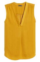 Women's Vince Camuto V-neck Rumple Satin Blouse - Yellow