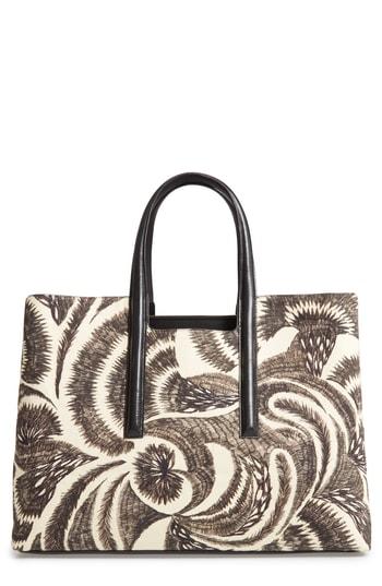 Dries Van Noten Large Print Canvas Tote - Black