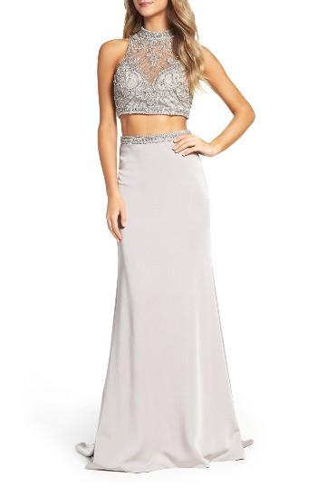 Women's La Femme Embellished Two-piece Gown