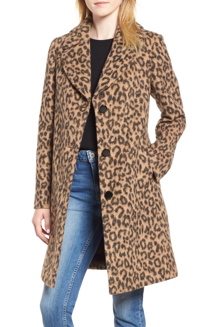 Women's Kate Spade New York Leopard Print Wool Blend Coat