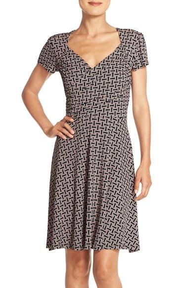 Women's Leota Print Jersey Fit & Flare Dress - Black