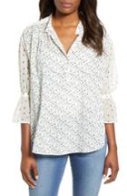 Women's Lucky Brand Mix Print Cream Floral Blouse
