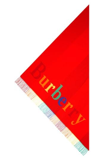 Women's Burberry Color Fringe Bandana, Size - Red