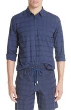 Men's Vilebrequin Check Voile Sport Shirt, Size - Blue