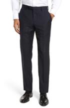 Men's Boss Leenon Flat Front Regular Fit Check Wool Trousers R - Blue