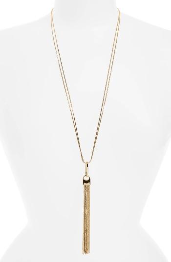 Women's Nordstrom Square Snake Chain Tassel Necklace