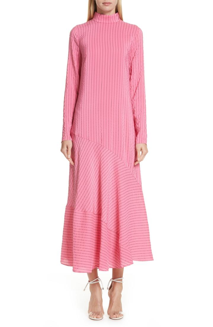 Women's Ganni Seersucker Silk Blend Dress