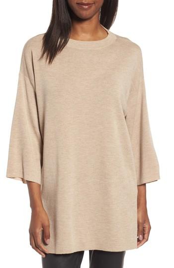 Women's Eileen Fisher Merino Wool Tunic, Size /x-small - Beige