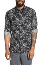 Men's Ted Baker London Rinnie Trim Fit Leaf Print Sport Shirt (s) - Blue