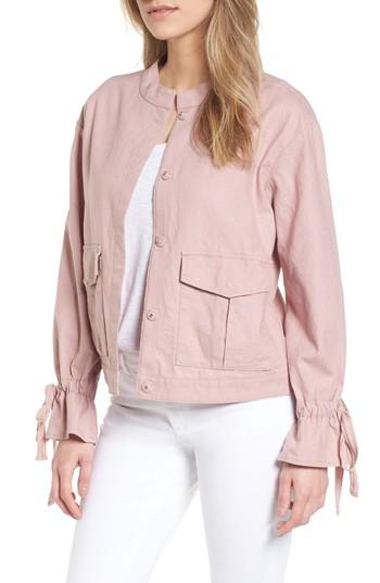 Women's Caslon Tie Sleeve Linen & Cotton Jacket - Pink