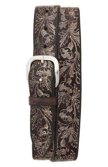 Men's Orciani Wax Soapy Tooled Leather Belt Eu - T. Moro