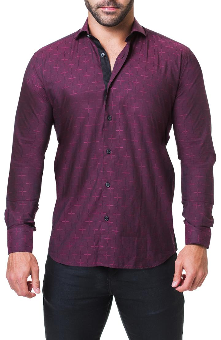 Men's Maceoo Einstein Edge Trim Fit Sport Shirt (m) - Red