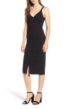 Women's All In Favor Snap Front Rib Knit Midi Dress - Black