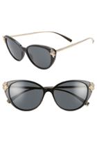 Women's Versace 55mm Embellished Cat Eye Sunglasses - Black/ Black Solid