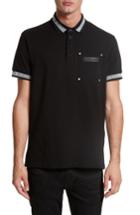 Men's Versace Jeans Logo Tipped Pique Polo Eu - Black
