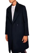 Men's Topman Wool Blend Overcoat - Blue