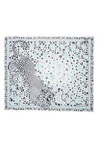 Women's Alexander Mcqueen Leopard & Skull Motif Scarf, Size - Blue